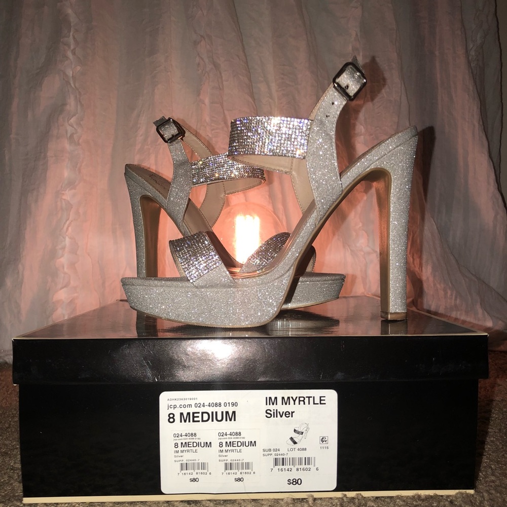 J. Miller sparkly silver heels